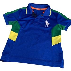 Polo Ralph Lauren Baby Performance Polo Shirt Toddler Big Pony Blue Yellow Green